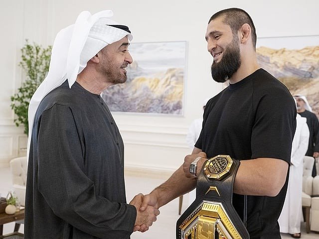 Sheikh Mohamed Meets UFC Champion Khamzat Chimaev in Abu Dhabi